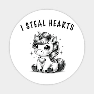 I Steal Hearts Valentines Unicorn Cute Couple Matching Idea Magnet